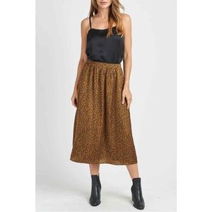 DR2 Daniel Rainn Skirt |  Alexis Leopard Print Satin Midi | Elastic Waist | S